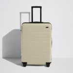 Sert Çift Fermuarlı Orta Boy Valiz - Tuz Beyazı (Parlak)