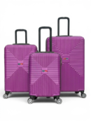 Away Quell Model 3'lü Kabin Boy + Orta Boy + Büyük Boy Mor Valiz Seti