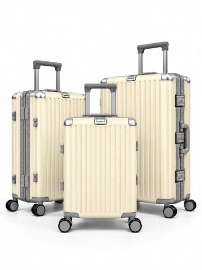 Away Alüminyum Krem 3’lü Set — Kabin, Orta ve Büyük Boy Valiz