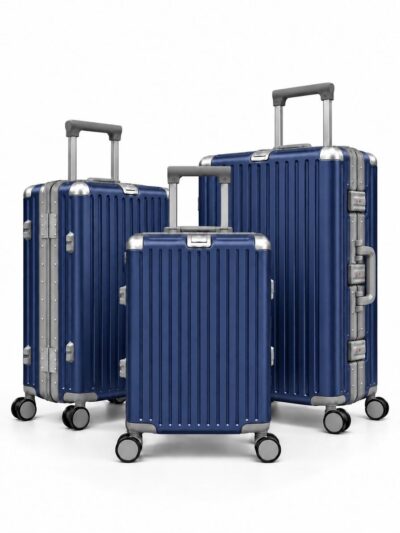 Away Alüminyum Lacivert 3’lü Set — Kabin, Orta ve Büyük Boy Valiz