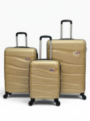 Away Dalgalı Model 3'lü Kabin Boy + Orta Boy + Büyük Boy Gold Valiz Seti