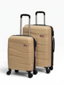 Away Dalgalı Model 2'li Kabin Boy + Orta Boy Gold Valiz Seti