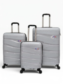 Away Dalgalı Model 3'lü Kabin Boy + Orta Boy + Büyük Boy Gri Valiz Seti