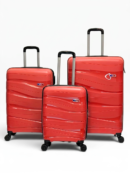 Away Dalgalı Model 3'lü Kabin Boy + Orta Boy + Büyük Boy Kırmızı Valiz Seti