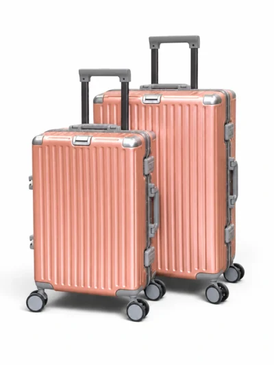Away Alüminyum RoseGold 2’li Set (Kabin + Orta Boy) Valiz – ön çapraz görünüm